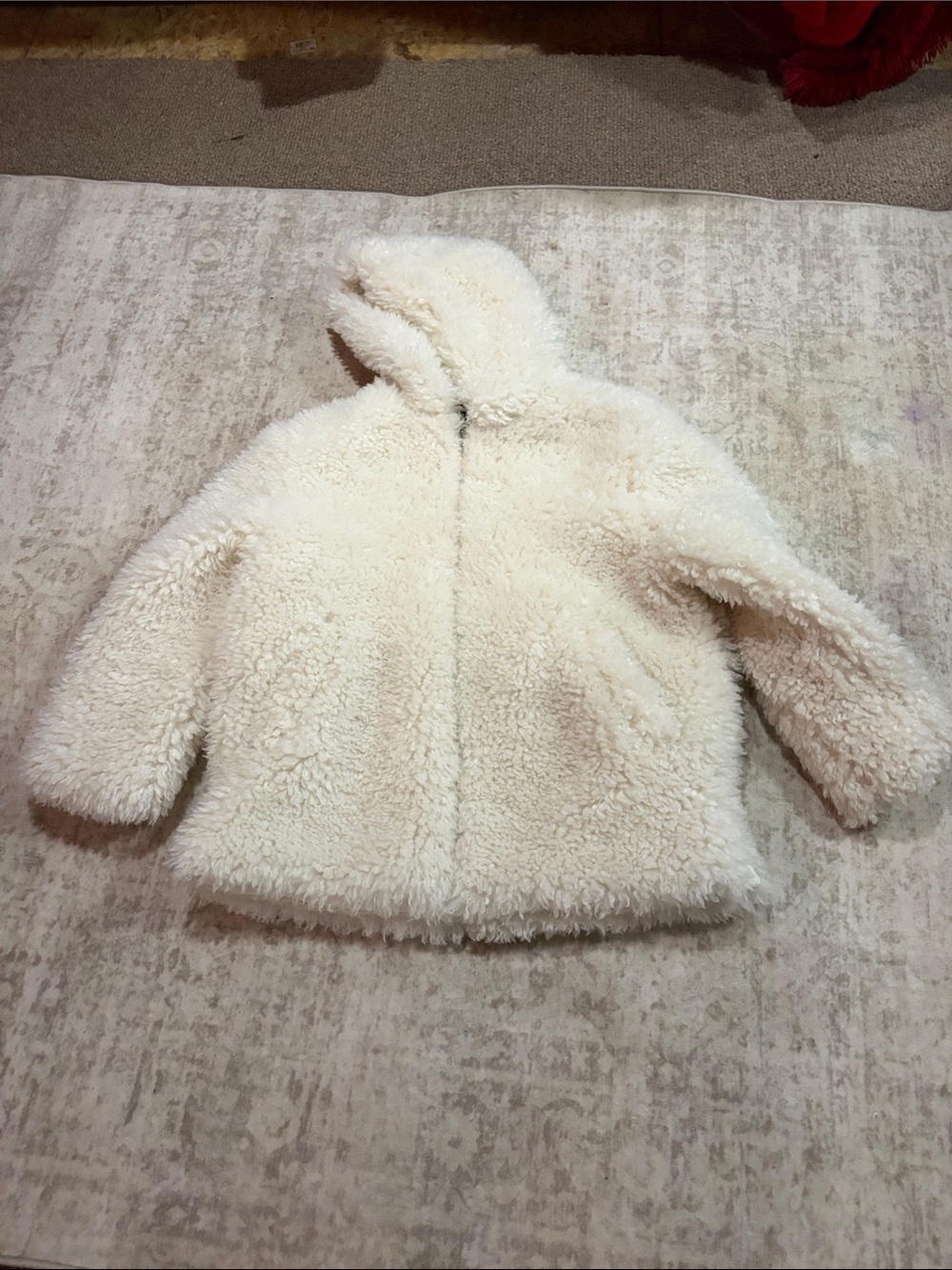 Zara Cream Sherpa Hooded Puffer Jacket